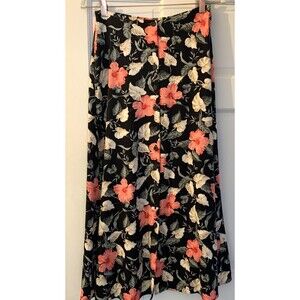 VTG Rayon Maxi Skirt Size M Dress Barn Dark Floral Print Whimsigoth Fairy Grunge